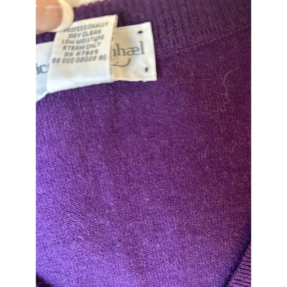 Tricots St Raphael sweater pure new wool v neck pullover large men purple - Picture 3 of 6